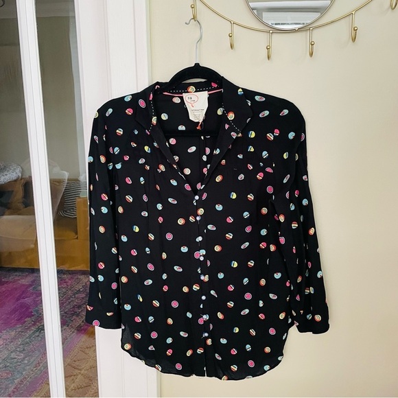 Anthro 52 Conversations Button Print Blouse - Picture 7 of 9